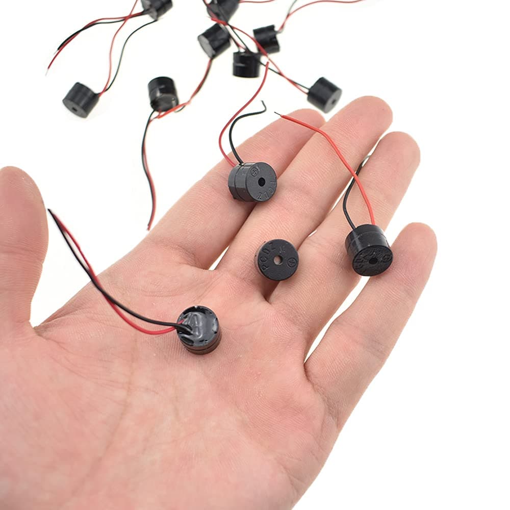 Hahiyo YMD-12095 Electronic Buzzer Alarm 5V DC 12x9.5mm Beep Continuous Sounder Active High Plenty Loud Tone Piezo Siren Security Audible Easy to Install with Wire for Horn Siren Alarm 12pcs