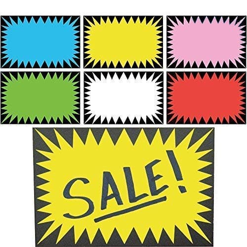 Retail Genius Price Burst 60 Pack Multi-Colored Sign. Boost Sales with Bright Display Tags. Durable, Easy to Write On Star Cards Are Great for Yard, Estate & Garage Sale, Fundraiser, Store, Business & Flea Market.