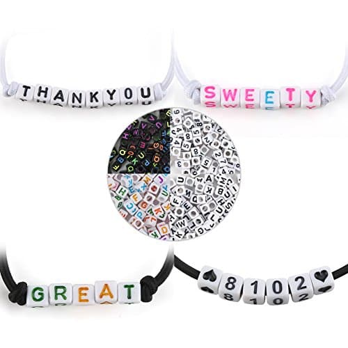 800 PCS Letter Beads A-Z Cube Beads Acrylic Alphabet Letter Cube DIY Alphabet Beads for Bracelets, Necklaces, Key Chains and Kids Jewelry by inimmo