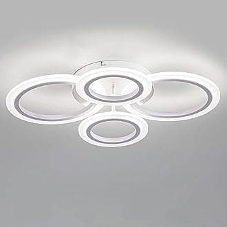 34W LED Ceiling Light with Remote, 3000-6000K Dimmable Modern Flush Mount Ceiling Lighting Fixture White 4 Rings Round Chandelier Ceiling Lamp for Small Room, Bedroom