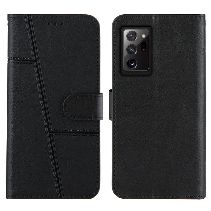 DtdepthCase for Samsung Galaxy Note 20 Ultra with 3 Card Slots and 1 Cash Compartment, Genuine Leather Wallet Kickstand Book Magnetic Closure Flip Cover for Galaxy Note 20 Ultra 5G - Black