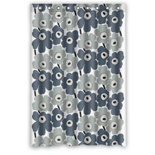 Unikko In Grey Waterproof Fabric Polyester Bathroom Shower Curtain with 9 Hooks 48"(w) x 72"(h)