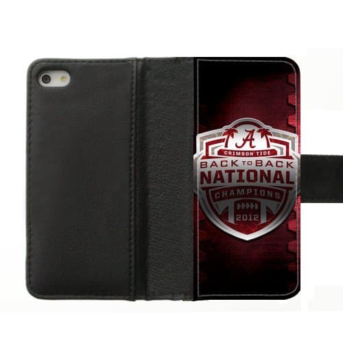 Generic Custom Extraordinary Best Design NCAA Alabama Crimson Tide Team Logo Diary Leather Case Cover for iPhone5 iPhone5S,With Credit Cards