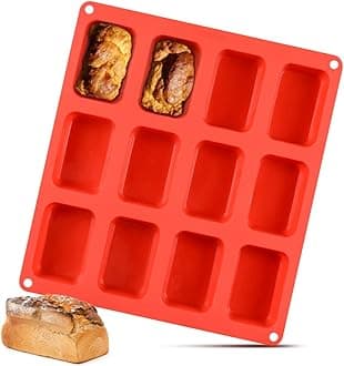 Silicone Mini Loaf pan, Mini Bread Pan Brownie Pan, 12 Cavities Nonstick Food Grade for Baking Bread, Brownie, Cornbread, Cheesecake and Chocolate (1 Pack)