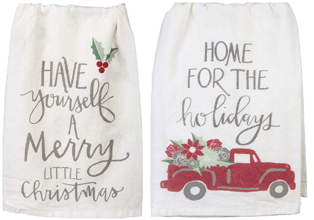 2 Piece Holiday Kitchen Towel Bundle, Home for The Holidays and Have Yourself A Merry Christmas