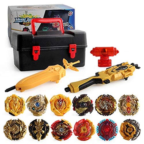 Shantan Battling Top Set Burst Launcher Grip Set Storage Box,Golden Fighter Gyroscope Set Top Burst Gyros,Gift Toys for Kids