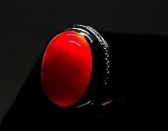 14 Carat Natural Yemeni Blood Red Khabadi Aqeeq Mens Plain Ring Sterling Silver 925 Handmade Red Carnelian Ring Gift for Him Shifat al abd Ring Religious Ring