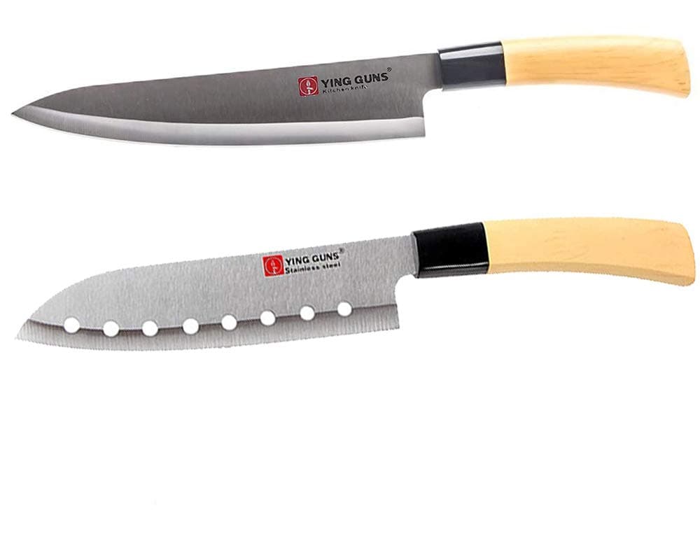 Guns Ceramic Knife (2 Pack) Santoku Blade Japanese Knife + Multi-Purpose Knife for Cutting Slice Dice Steak Meat Chicken Cheese Vegetable Fruits EZ640