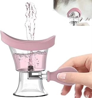 Eye Wash Cup,Eye Wash Cleaner Kit Silicon Manual Air Pressure Eye Cleaning Cup Tool Effective Eye Rinse Clean Dust Makeup Irritants,Transparent with Storage Container Eye Cup Soothing Tired Eyes(Pink)