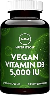 MRM Nuturition Vegan Vitamin D3 5,000 IU | Bone + Immune Health | Made from lichens | Supports Calcium Absorption | Vegan + Vegetarian Friendly | 60 Servings