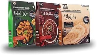 Sita Ram Diwan Chand Ready to Eat Cooked Aaloo | Dal Makhani | Bhatura 300 Gram Each | No Preservatives | No Artificial Flavors, Natural Ingredients & Vegetarian,Tasty Snacks - Pack of 3