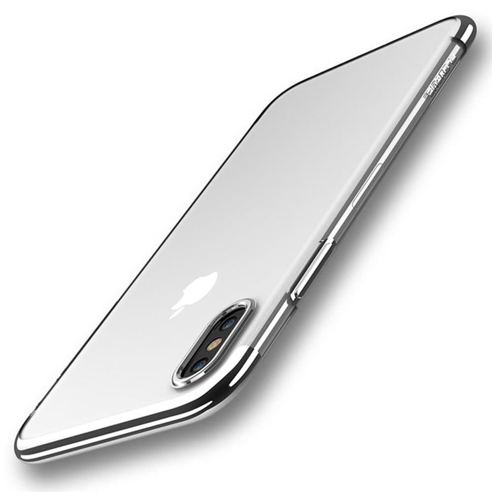 shrimp iPhone X Case, Super Slim Fit Crystal HD Clear Transparent Soft Flexible TPU Shockproof Electroplate Protective Cover Case for Apple 5.8" iPhone X- Silver