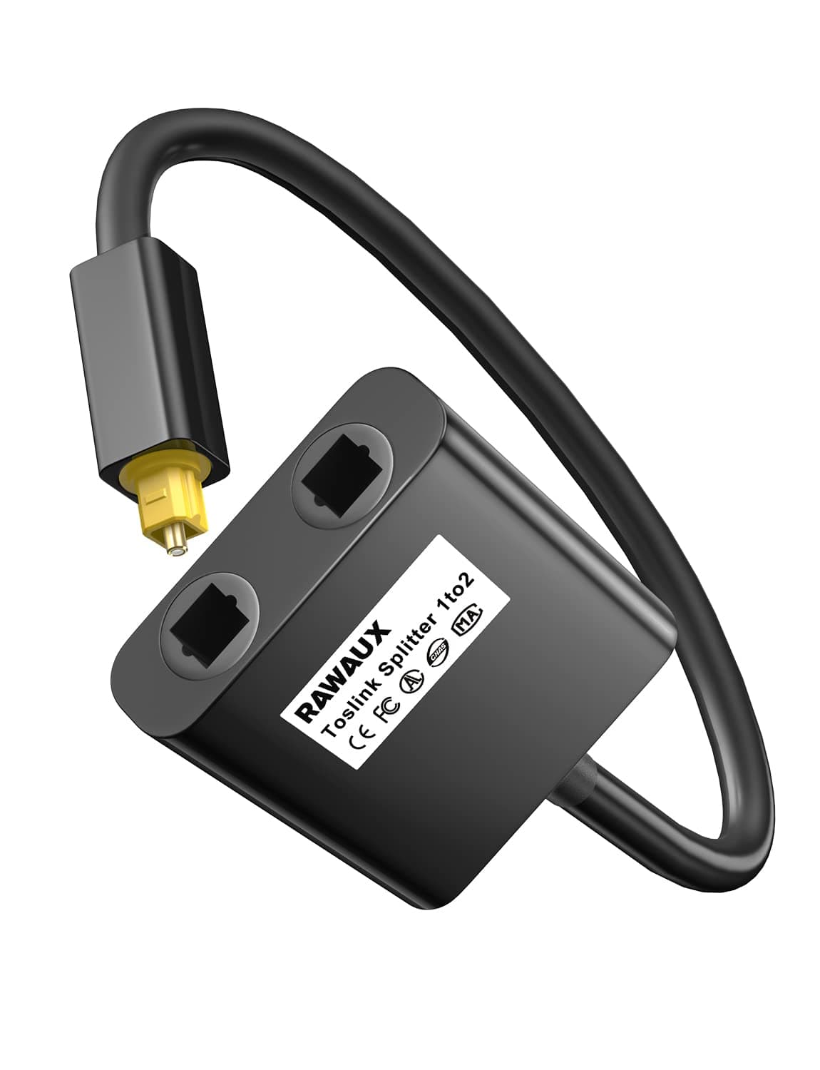 Digital Optical Splitter 1 in 2 Out Toslink Splitter Audio Optical Cable Adapter Fiber Converter 24K Gold Plated Connector for Home Theatre