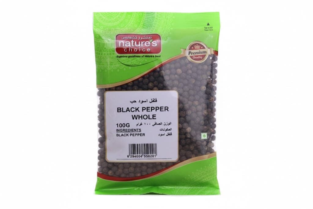 Natures Choice Black Pepper Whole (Packet) 100g