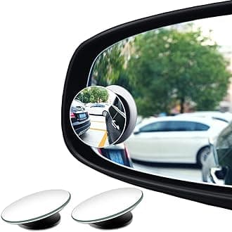ESreake 2PCS small Blind Spot Mirror,2" Round HD Glass Convex Rear View Mirror,Strong Adhesive Mirror for Car, Van, SUV and Trucks (2"(50mm), Frameless)