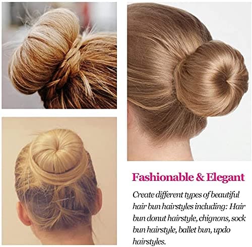 TsMADDTs Ring Style Bun Maker Set - 7 Golden Bun Makers, 5 Hair Ties, 20 Bobby Pins for Chignon Hairstyles