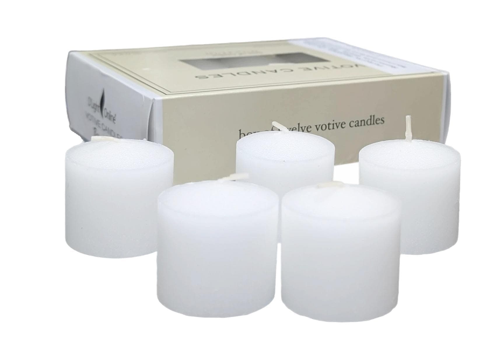 D'light Online Long 10 Hour Burn Time Unscented Votive Candles - Small Candles for Birthdays, Baby Shower, Home Decoration, Restaurants and Weddings (White, 10 Hour - Set of 12)