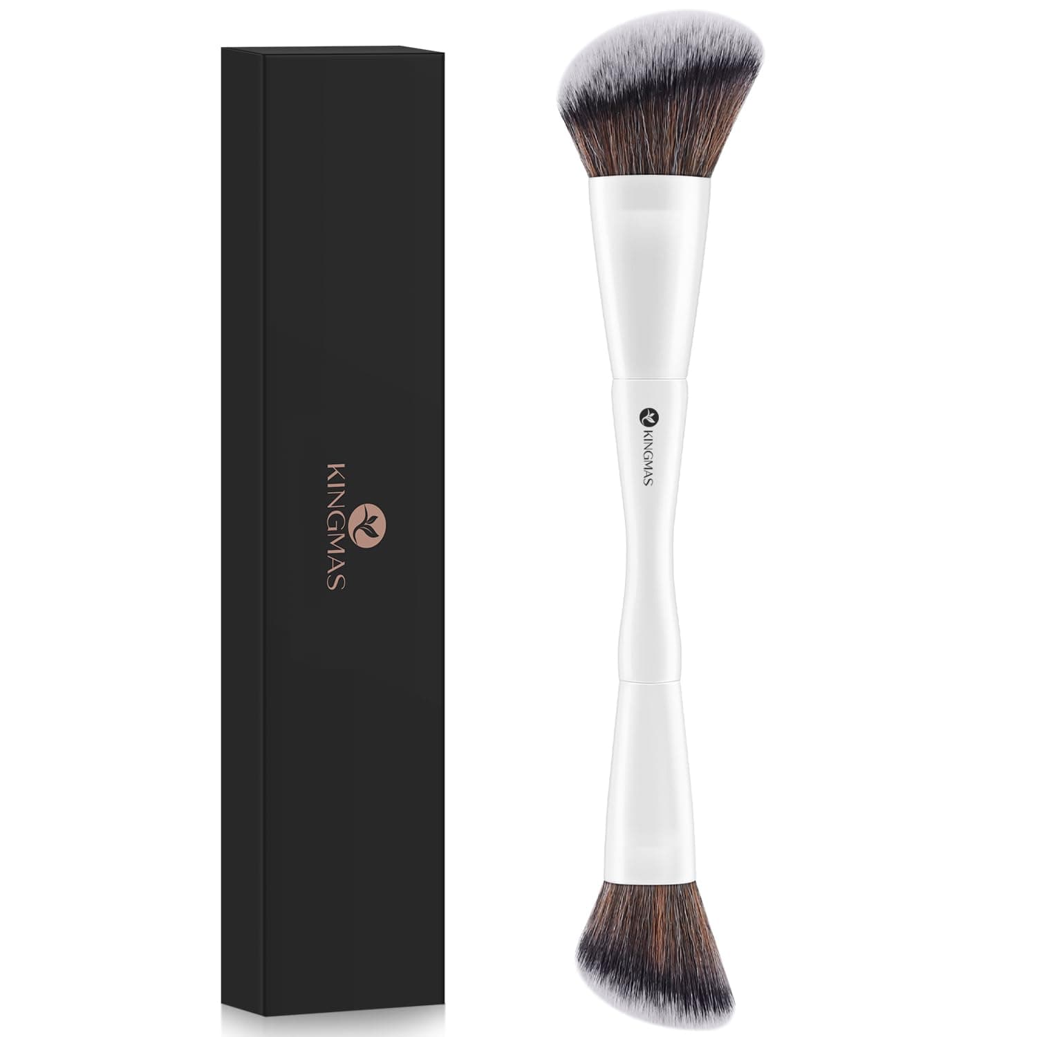 Angled Foundation Brush, Double-ended Kabuki Makeup Brush, Large Foundation Brush and Medium Concealer Brush for Beauty Liquid, Cream, Powder, Blending Buffing Face Makeup Tools