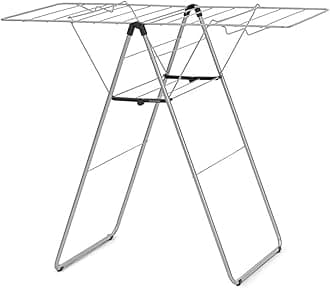 Brabantia 403347 Drain Rack Clothes Drying Stand, 49.2 ft (15 m), Foldable, Room Drying, Matte Black (Silver)
