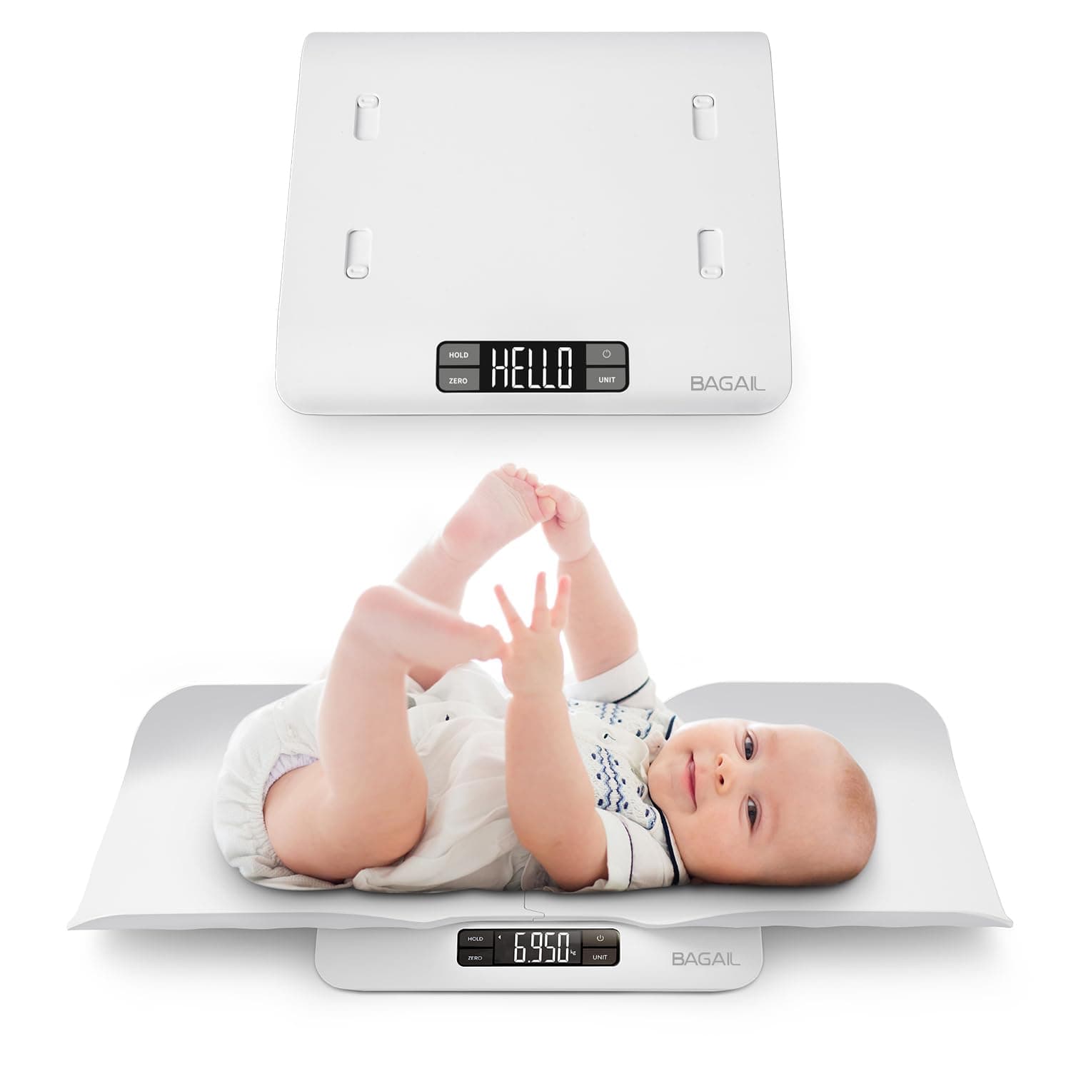 Baby Scale with Safe and Comfortable Tray, Large LCD Display, Tare and Hold Functions, Multipurpose Digital Weighing Scale as Infant, Toddler, Pet or Adult Scale