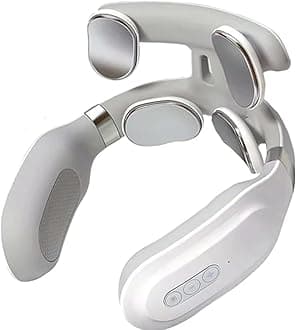 Neck Massage Machine with 4-Head Design – Electric Heated Cervical Spine Massager with Light Vibration Hot Compress – Neck & Shoulder Pain Relief for Home, Office, and Travel – Ergonomic Design