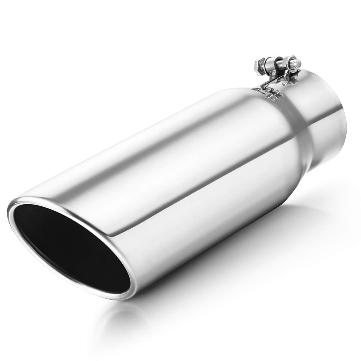Exhaust Tip 3 Inch Inlet, Bolt On 3" Inlet 4" Outlet 12" Long Exhaust Tip Stainless Steel Polished Finish For Tailpipe