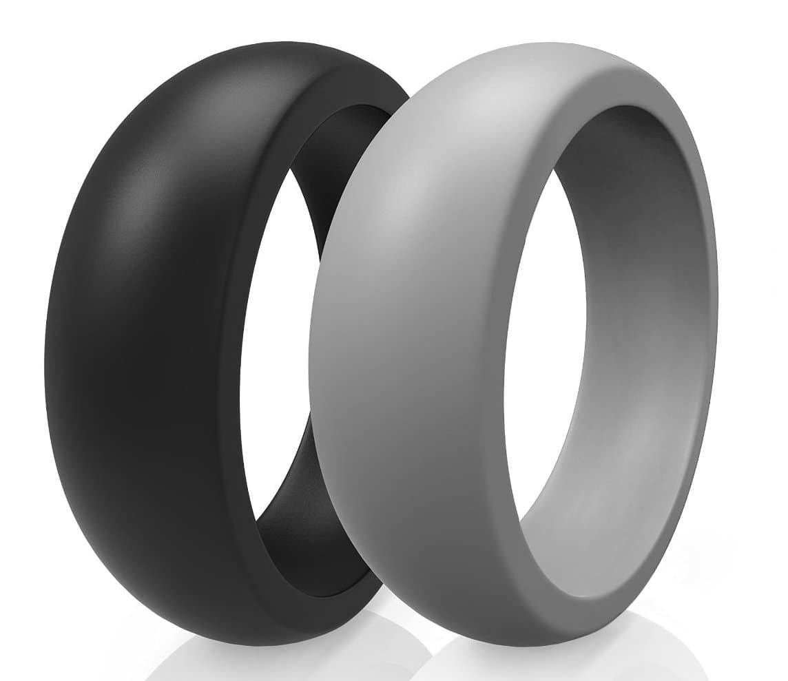 Premium Men Silicone Wedding Ring (Wedding Band) - 2 Rings Pack - Incredibly Lightweight and Comfortable (Size 12)