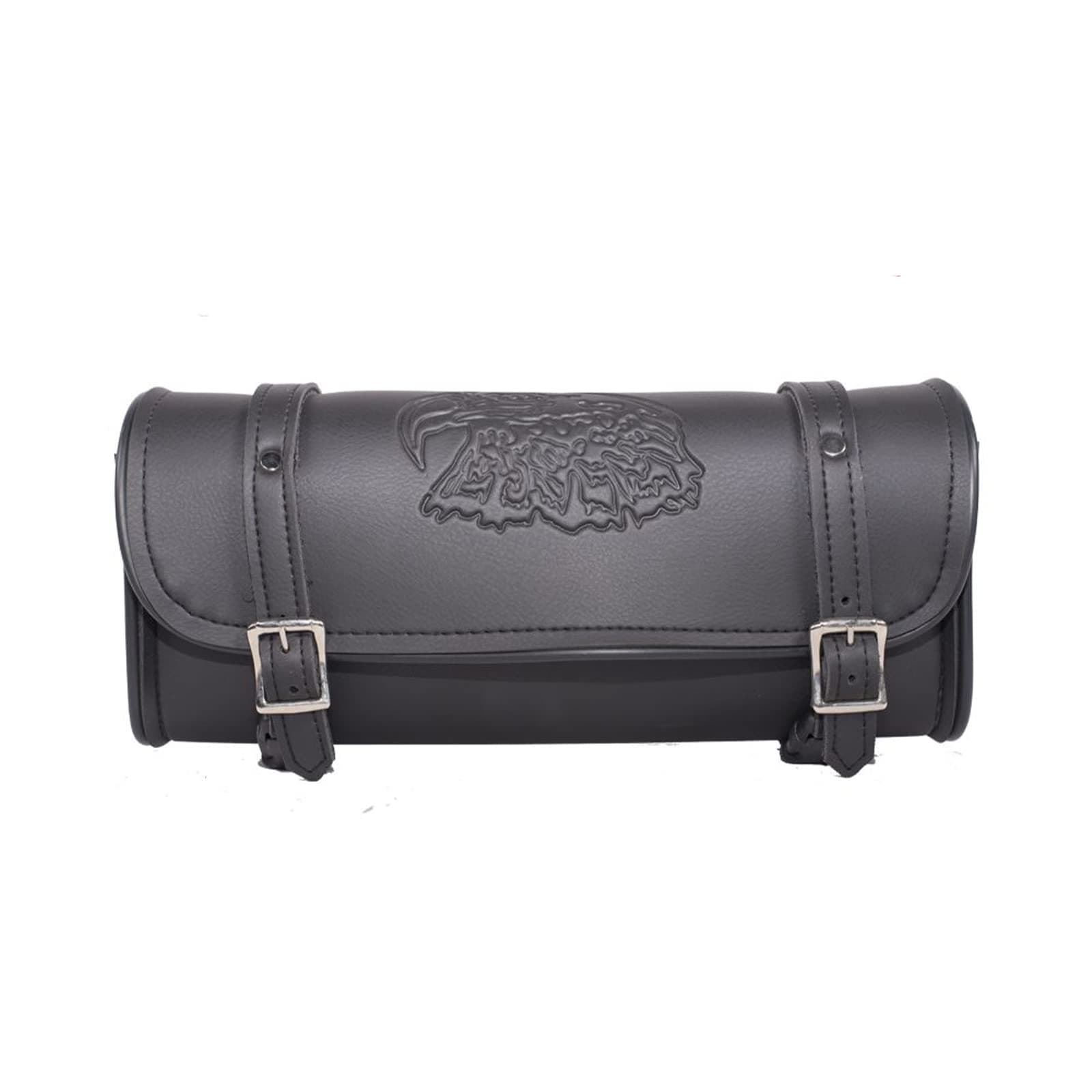 GARGOYLE BELLS Motorcycle Tool Bag Leather Motorcycle Handlebar Bag Universal Motorcycle Fork Bag Saddlebags Sissy Bar Storage Tool Bag for Motorcycle (Black, 12")