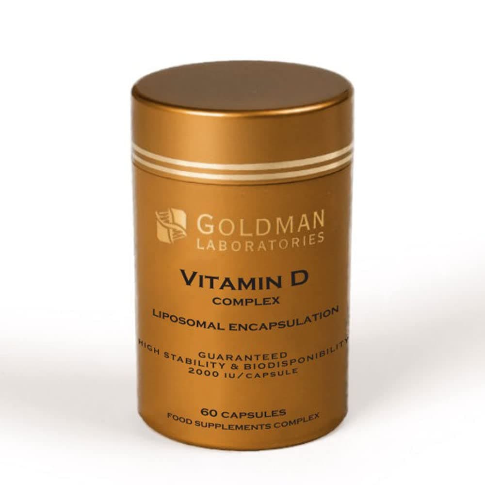 Liposomal Vitamin D, Goldman Laboratories - 2000 IU - Patented Complex Vitamin D3 K2-MK7 C - Maximum Bioavailability - Immunity, Bones, Teeth, Joints, Good Mood – 60 Capsules - Slow Release