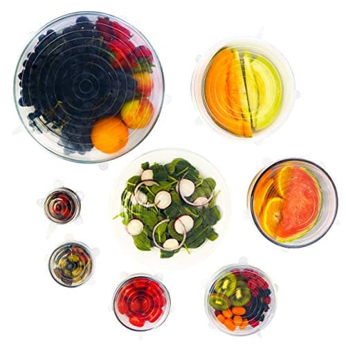 EcoPeaceful BLUE 9 Silicone Stretch Lids Food Covers - 9 Different Sizes Stretch Lids XXS-XXL - Fits Up To 12.5" Bowl, Dinner Plate Largest Sizes, Extra Durable, Reusable, BPA-free