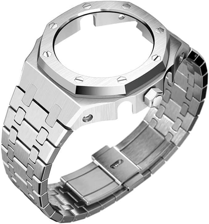CasiOak GA2100 Metal Watch Band and Case Mod Kit, Strap Bezel Accessories Compatible with Casio Mens G-Shock GA2100/GA-2110 Watches