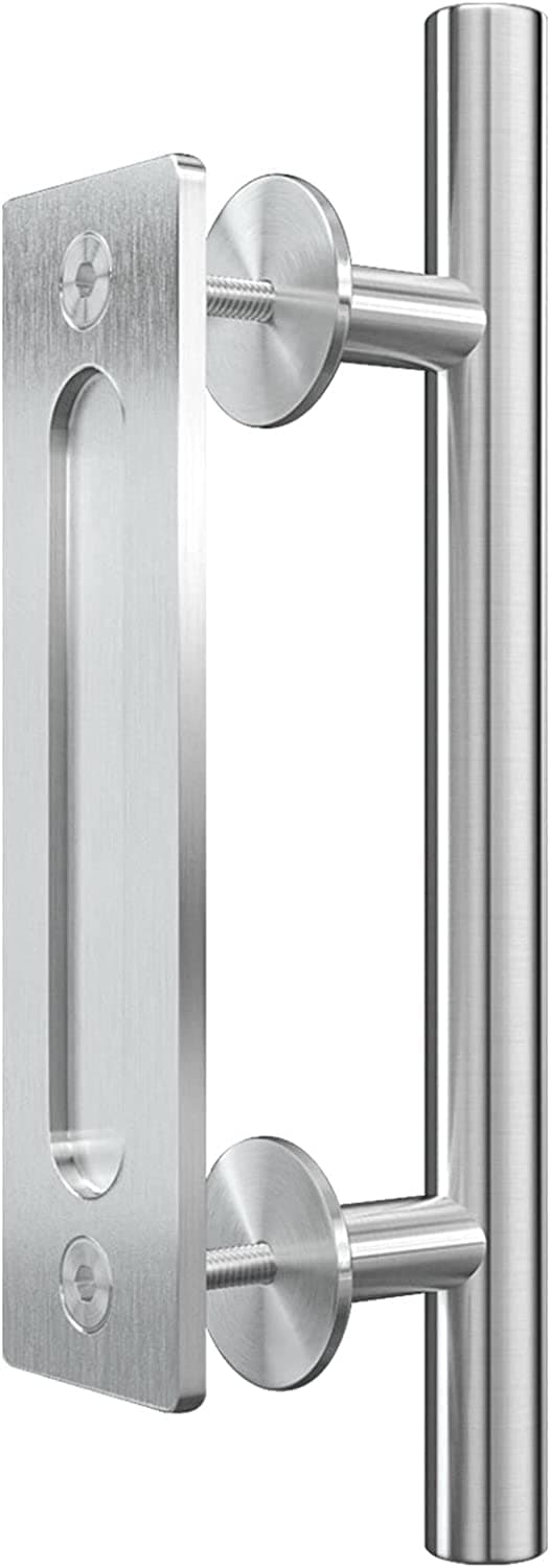 QINAIXQM24CM Sliding Door Handle Double Sided Barn Door Handle Embedded Invisible Stainless Steel Silvery