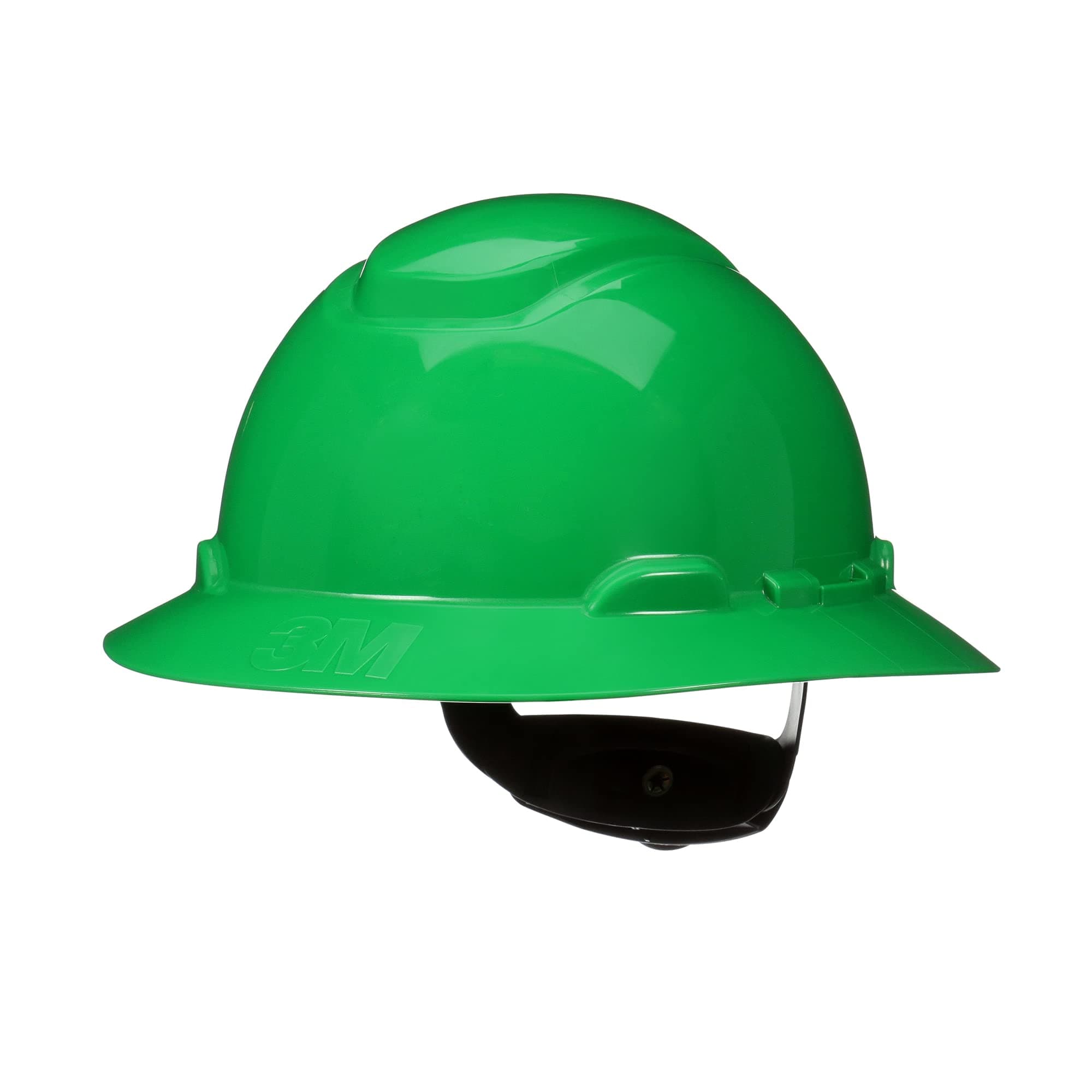 Hard Hat SecureFit H-804SFR-UV, Green, Non-Vented Full Brim Style Safety Helmet with Uvicator Sensor, 4-Point Pressure Diffusion Ratchet Suspension, ANSI Z87.1