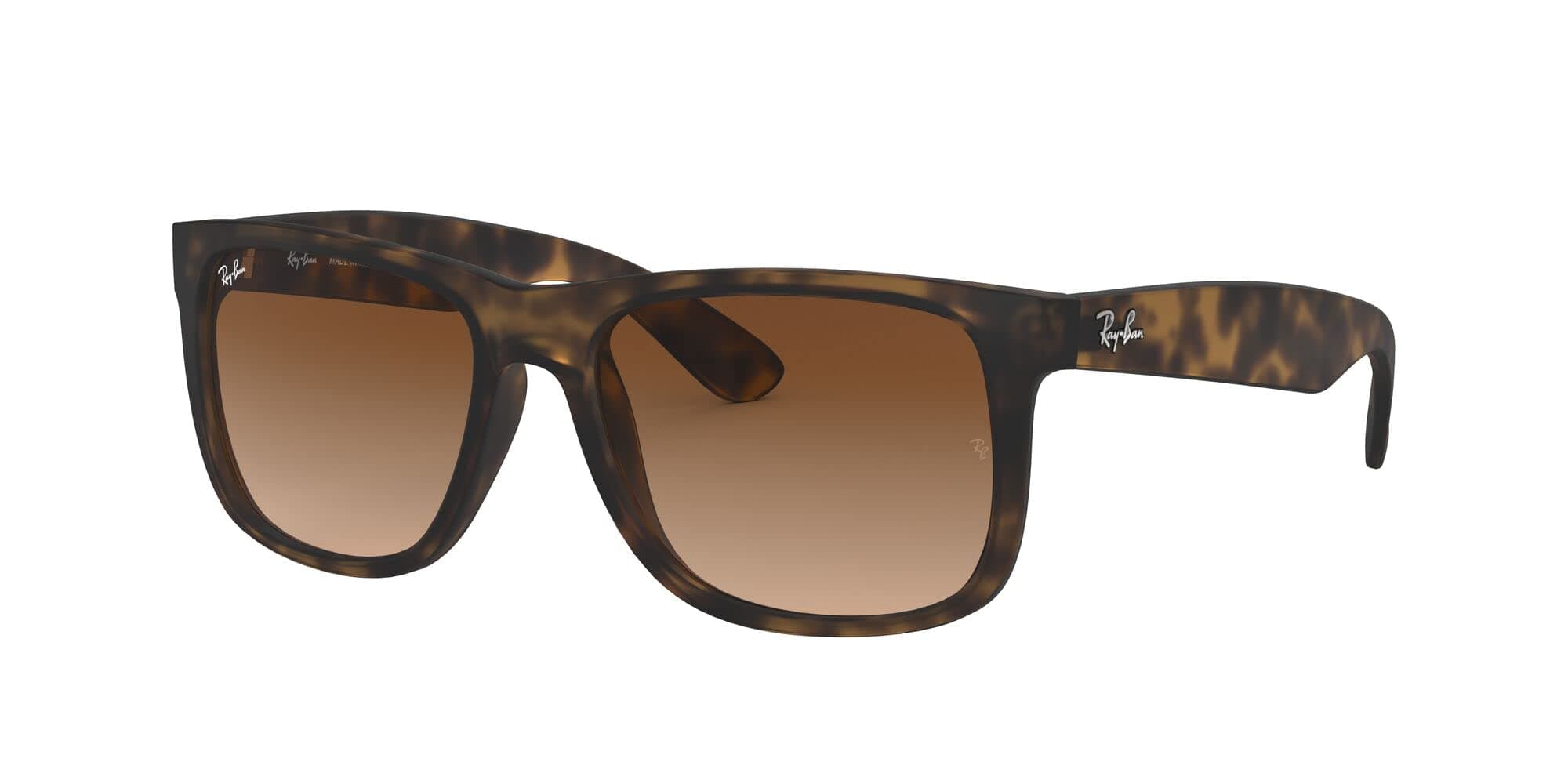 RB4165 Justin Sunglasses, Rubber Light Havana/Poly Brown Gradient, 55mm