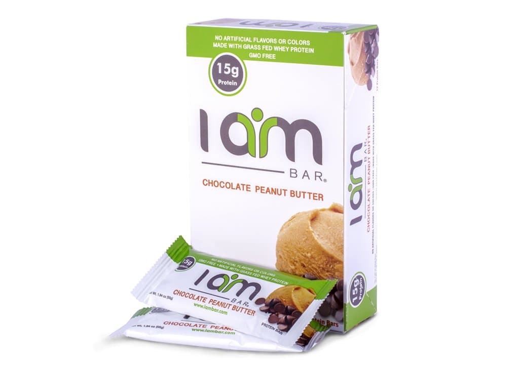 I AM BAR - Chocolate Peanut Butter Protein Bar - Grass Fed Whey Protein, Non-GMO, Soy Free, No Artificial Flavors, Sweeteners, or Colors, Low Carb Protein Bar - (1.94oz Bars, 12 Count)
