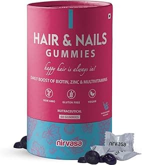 Hair & Nail Gummies with Biotin (60 Gummy) | Supports Healthy Hair, Strong Nails & Glowing Skin | Sugar-Free, Mixed Berry Flavor | Ideal Daily Supplement for Men & Women – Pack of 1