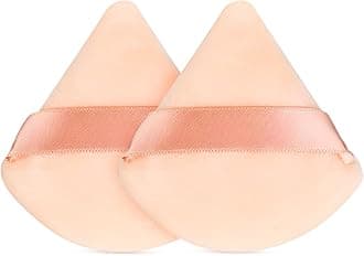 Gleva Powder Puff Soft Face Makeup Sponge, Loose powder Foundation Blending Sponges Set, Makeup Blender, Contouring, Wedge Triangle Shape Wet & Dry Tool Washable Reusable (Beige)