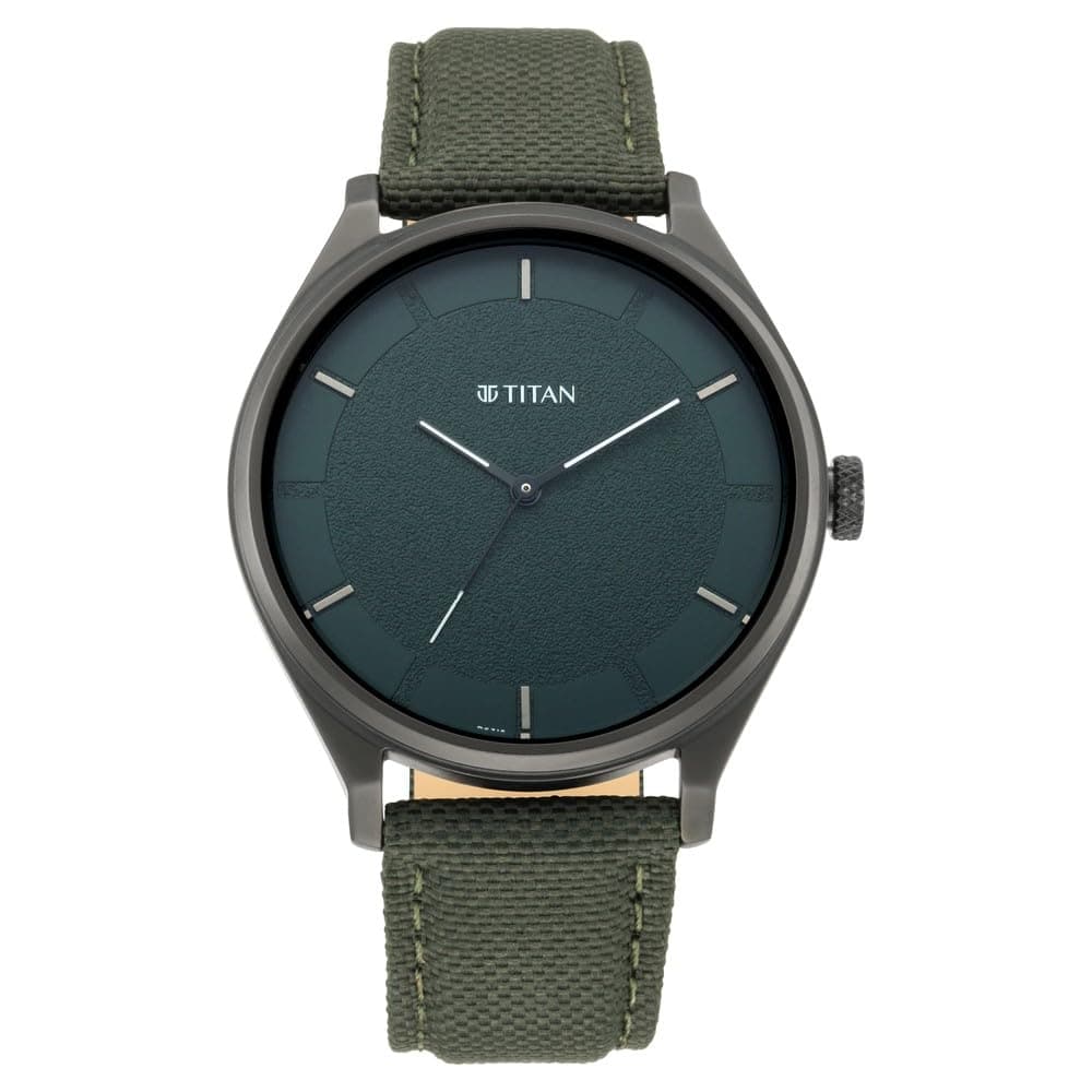 Titan Workwear Quartz Analog Hunter Green Dial Olive Green Leather Strap Watch for Men - NT1802NL02