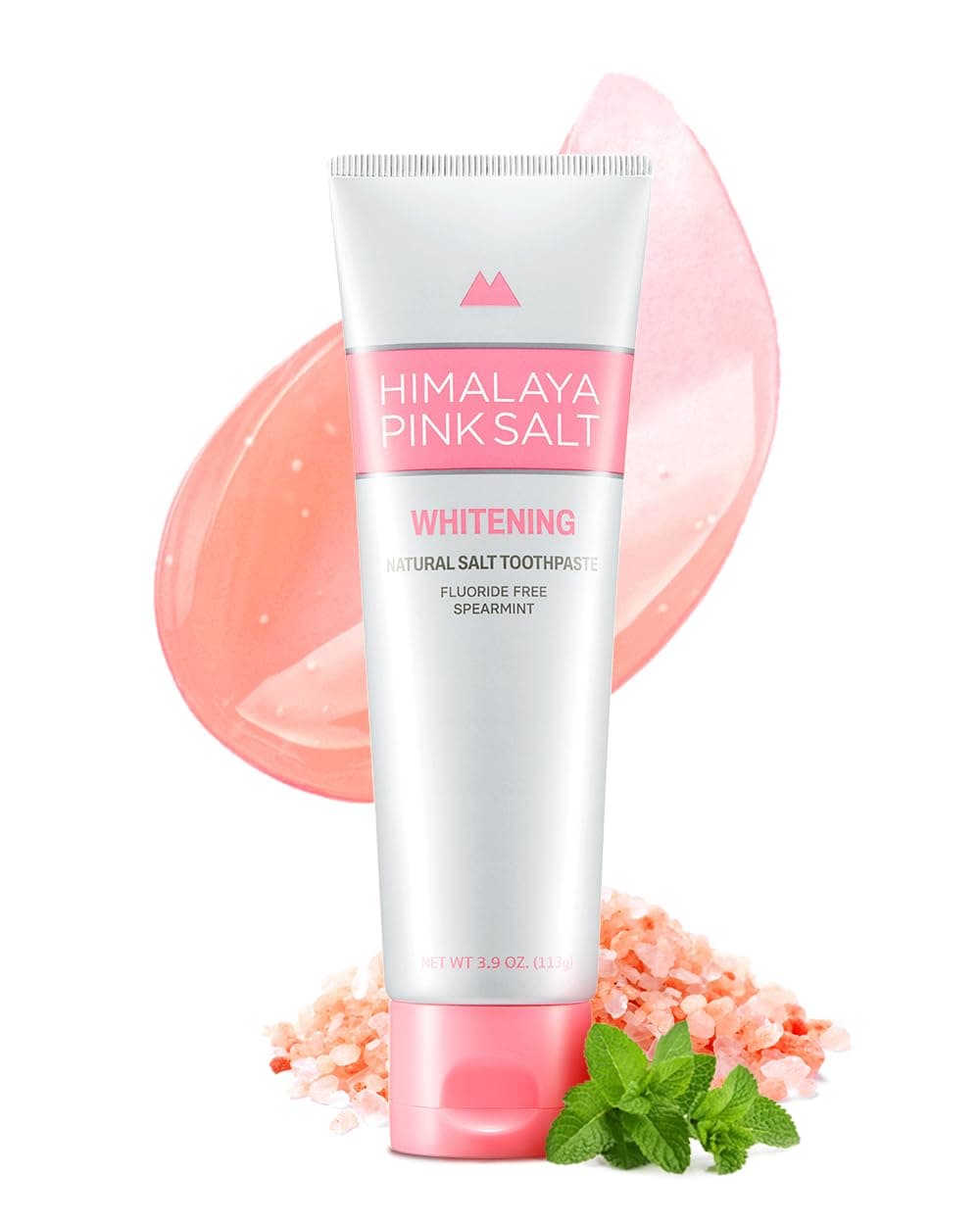 HIMALAYA PINKSALT Natural Whitening Toothpaste - Fluoride Free, Natural Toothpaste for Teeth Whitening, Gum Health Care, Plaque Remover - Spearmint Flavor, 3.9 oz