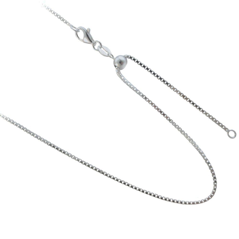 JOSCO Adjustable 1.25mm Box Chain .925 Sterling Silver Necklace. 20, 24 Inches or Make it Shorter