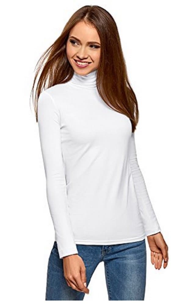 OgLuxe Ladies Turtle Neck Long Sleeved Plain Stretch Polo Neck Women’s Jumper Top Sizes 4-22