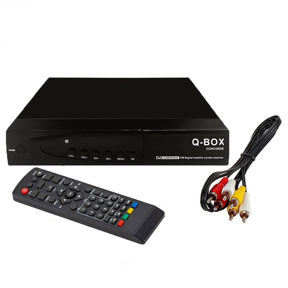 Q-Box Concorde WiFi DVB-T2+S2 Combo 1080P HD Tuner Decoder Satellite TV Receiver HDTV Set-top Box YouTube