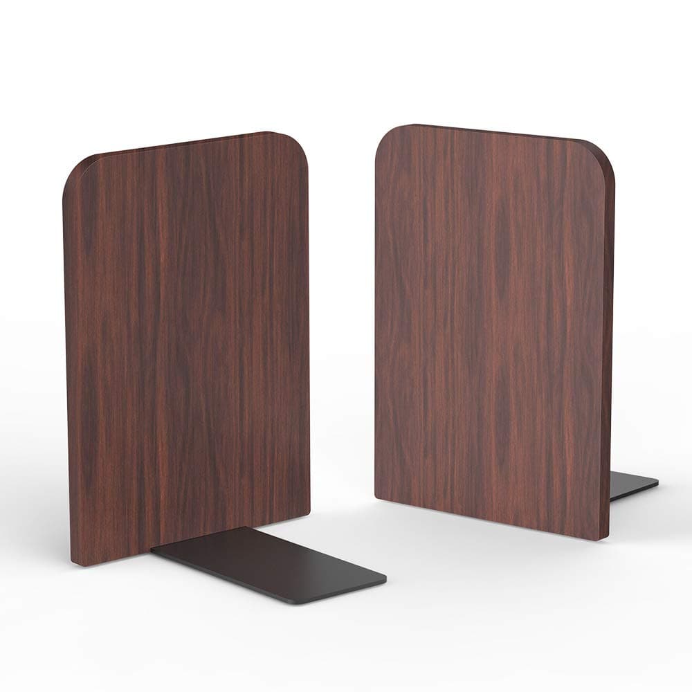 T ATHINK Walnut Wood Bookends, Heavy Duty Desktop Rustic Book Ends Stand Shelves Support Tons of Books, Nonskid