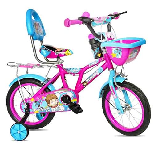 Allwyn Flyer 1407 Single Speed 14T with Side Wheel Bicycle for Kids 2-5 Years - (Pink)