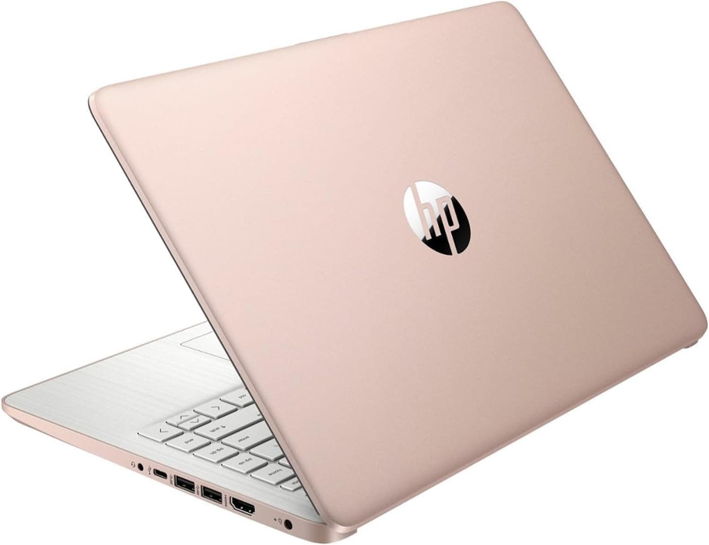 HP Essential Laptop, 14" HD Display, Intel Celeron N4120, 16GB RAM, 64GB eMMC, Webcam, HDMI, Wi-Fi, RJ-45, 1 Year Office 365, Windows 11 Home, Rose Gold