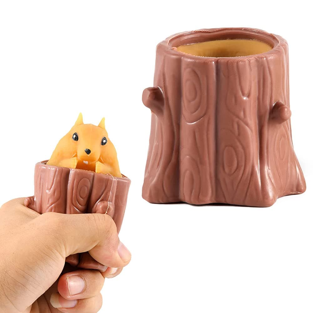 KASTWAVE Magic Squirrel Stress Relief Toy - Surprise Cup for Anxiety & Sensory Play, Ideal for Autism & Emotional Healing (Brown)