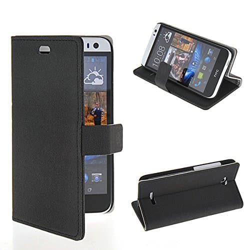 GETLAST [Black] Beautiful Gravel Pattern Wallet Flip Cover Folio Case For HTC Desire 616 dual sim