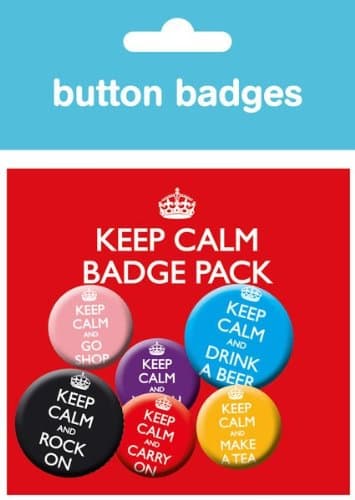 GB eye LTD, Keep Calm, and Carry On, Badge Pack, Aluminum, Multi-Colour