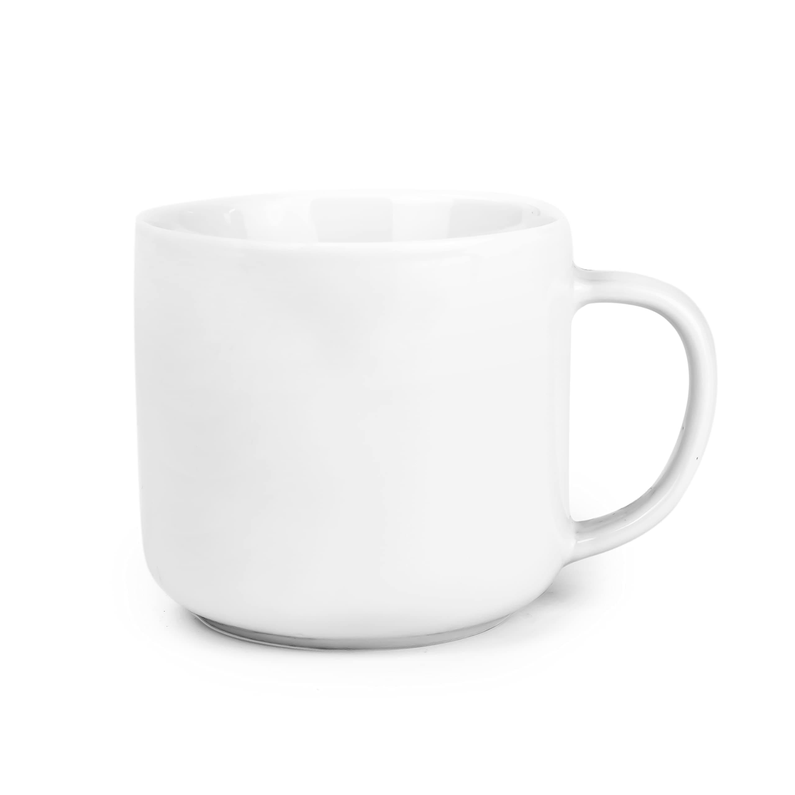 Bone China Shallow 400ml Porcelain Ceramic Cup coffee tea Mug - 8x8.5cm, WHITE
