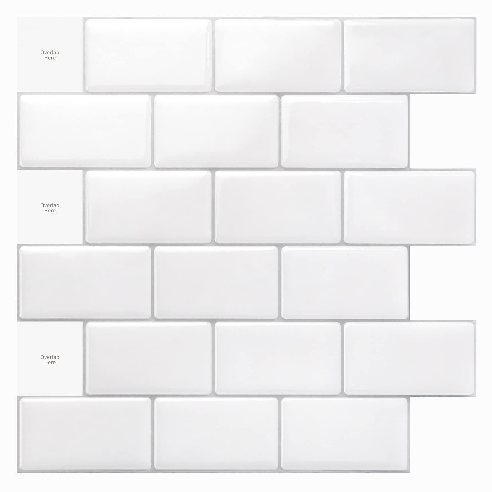 Art3d Premium 10-Sheet Peel and Stick Tile Backsplash - 12"x12" for Kitchen , Bright White